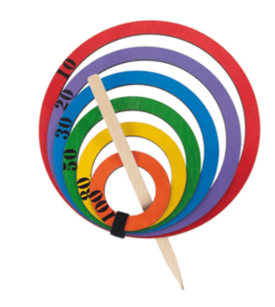 Jamso Design Geschicklichkeitsspiele Jamso Holz-Regenbogen-Wurfspiel RingGo, mit 6 farbigen Holzringen, ab 4 Jahre
