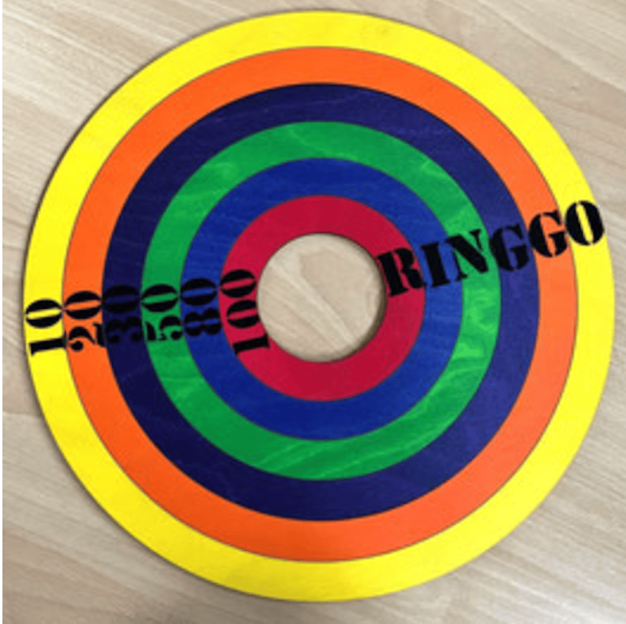 Jamso Design Geschicklichkeitsspiele Jamso Holz-Regenbogen-Wurfspiel RingGo, mit 6 farbigen Holzringen, ab 4 Jahre