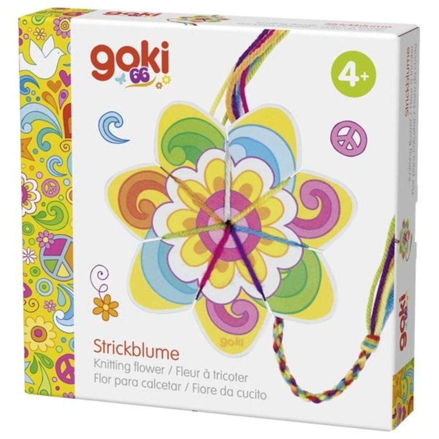 Goki Kunst- & Bastelsets Goki Strickblume & Strickschmetterling – Holz-DIY-Spielzeug ab 4 Jahren
