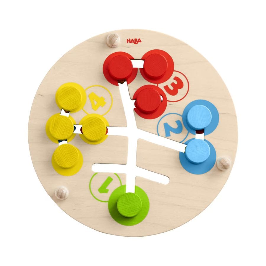 Spielkiste Lernspielzeug HABA Motorikbrett Blumen – Lernspielzeug ab 1 Jahr, Farben & Zahlen