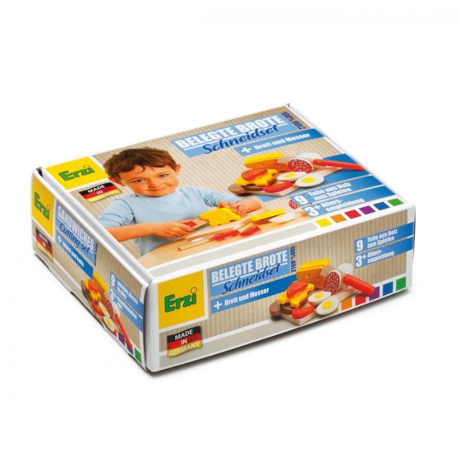Erzi Spielzeuglebensmittel Erzi Schneide-Set aus Holz – Kinderküche & Kaufladen, 9-teilig, ab 3 Jahre