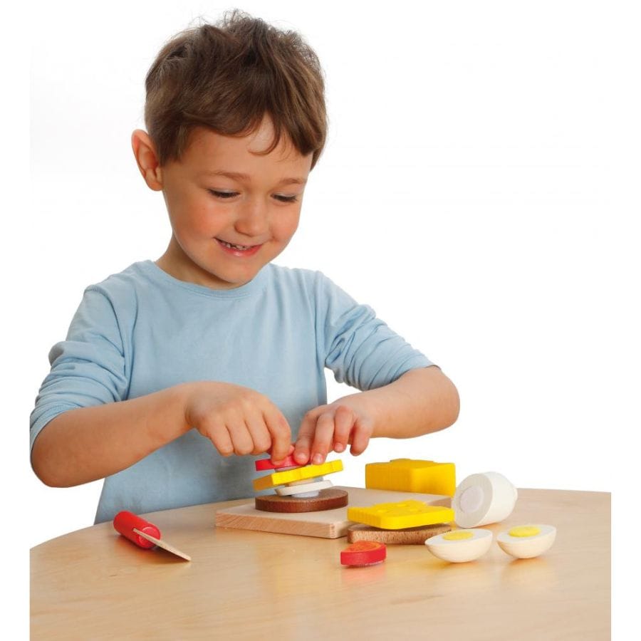 Erzi Spielzeuglebensmittel Erzi Schneide-Set aus Holz – Kinderküche & Kaufladen, 9-teilig, ab 3 Jahre