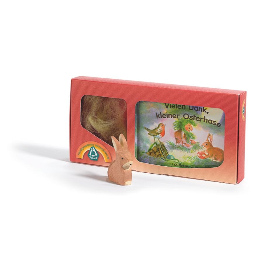 Ostheimer Action- & Spielzeugfiguren Ostheimer Papp-Bilderbuch mit kleinem Osterhasen – Geschenkset ab 3 Jahren