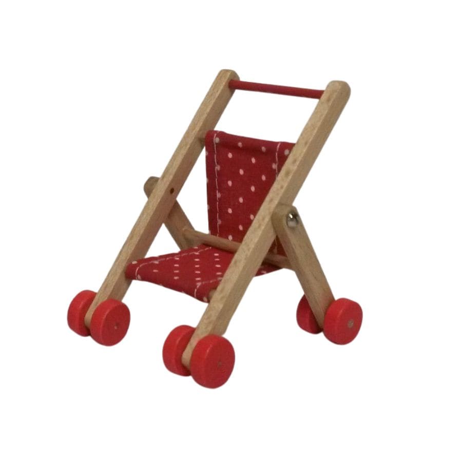 Annedore Krebs Puppenhaus-Zubehör Puppenbuggy aus Holz – Annedore Krebs Puppenwagen für Puppenstuben-Püppchen