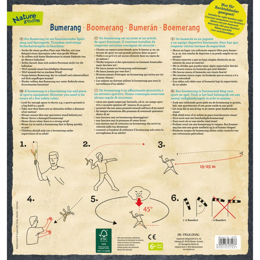 Bumerang Nature Zoom aus Holz – Kinder Outdoor-Spiel ab 6 Jahre