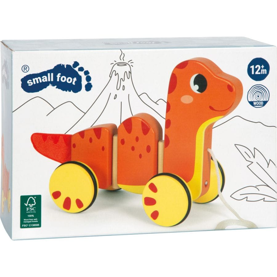 Legler Nachzieh-Spielzeug Small foot Zieh-Dino aus Holz – Flexibles Lauflernspielzeug ab 12 Monate