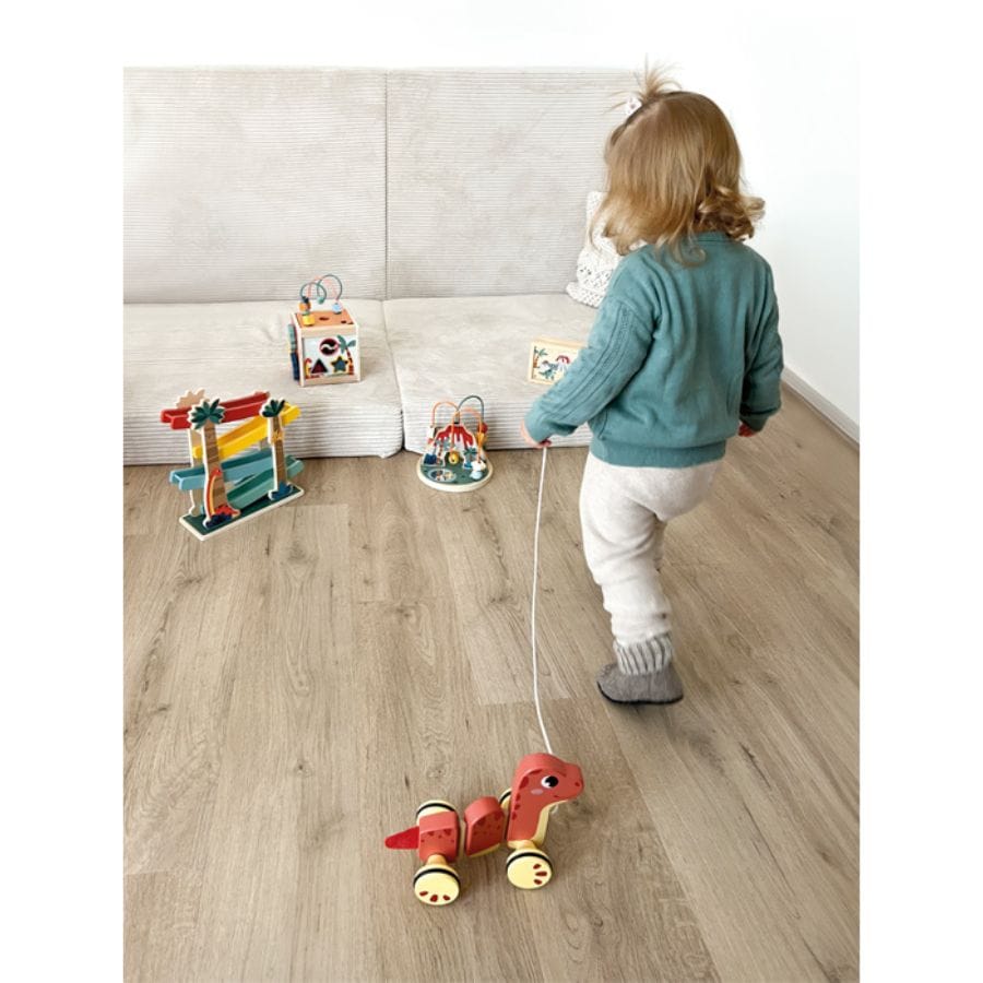 Legler Nachzieh-Spielzeug Small foot Zieh-Dino aus Holz – Flexibles Lauflernspielzeug ab 12 Monate
