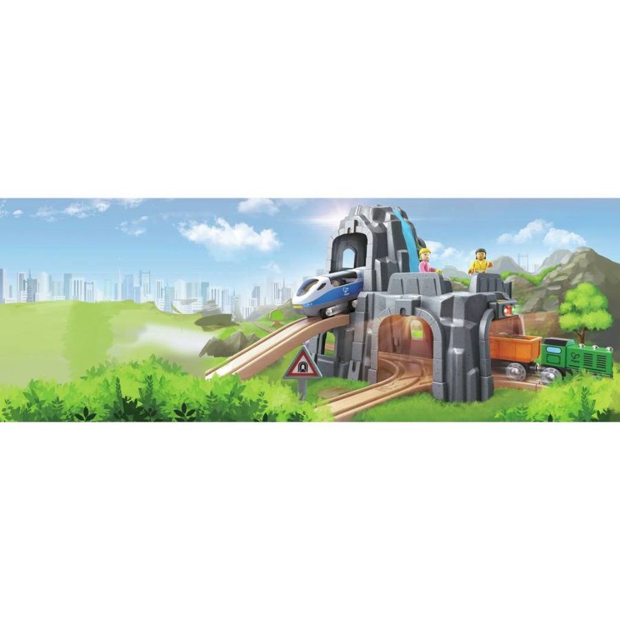 Hape – Tunnelkombination mit Licht & Sound, Erweiterung für Holzeisenbahnen, ab 3 Jahre