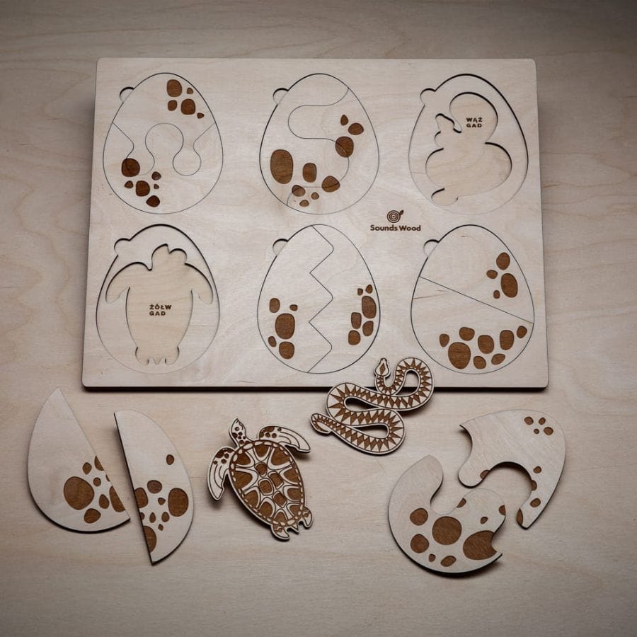 Stuka Puka Puzzle Sounds Wood Lernpuzzle „Ei drauf!“ – Holzpuzzle Lebenszyklus der Tiere ab 2 Jahren