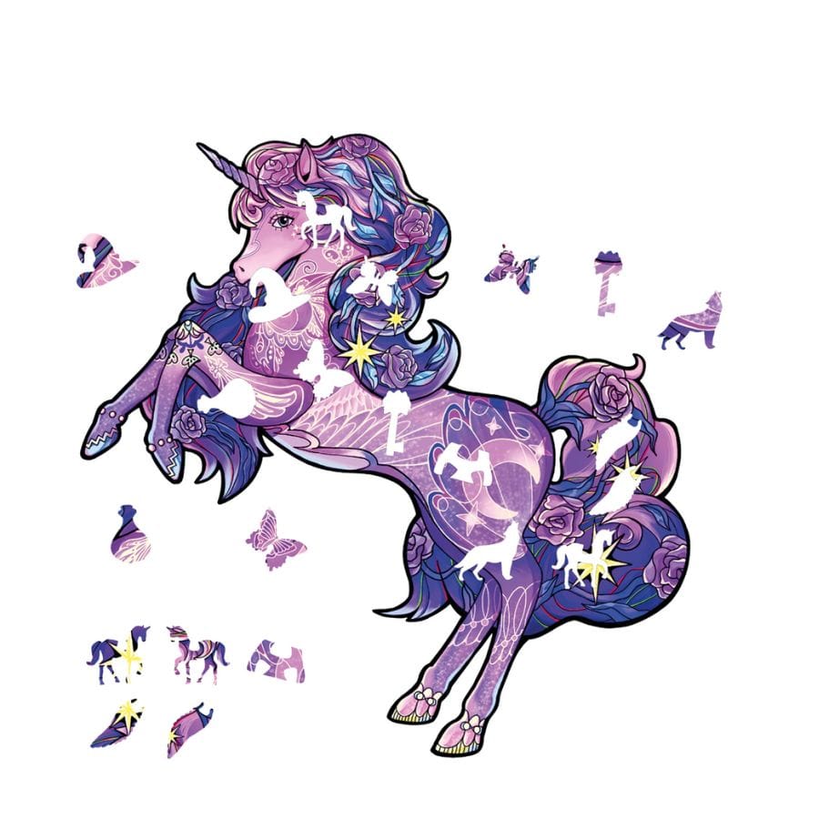 Bartl Puzzle Eureka Holzpuzzle Einhorn – 110 Teile, Tierform-Puzzle ab 8 Jahre