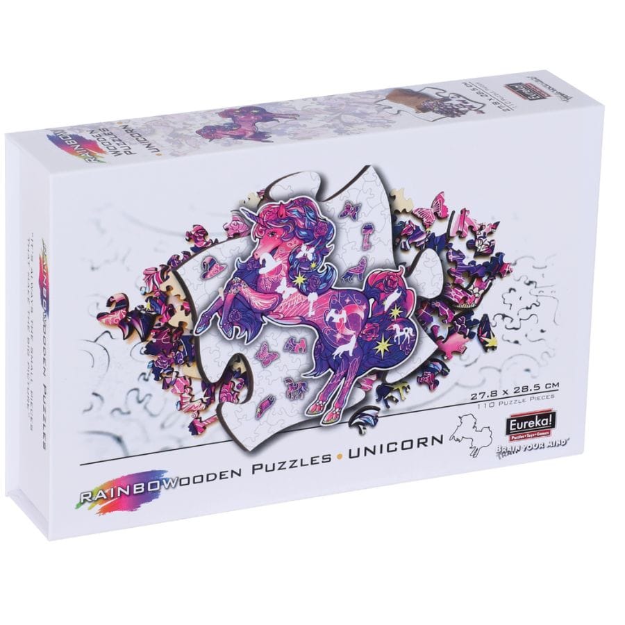 Bartl Puzzle Eureka Holzpuzzle Einhorn – 110 Teile, Tierform-Puzzle ab 8 Jahre