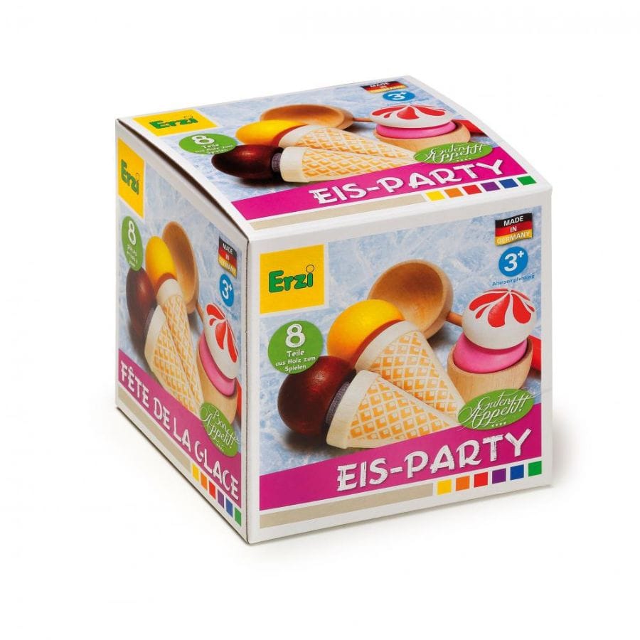 Erzi Spielzeuglebensmittel Erzi Eis-Party-Sortierung – Holz-Eisset für Kaufladen & Spielküche, ab 3 Jahre