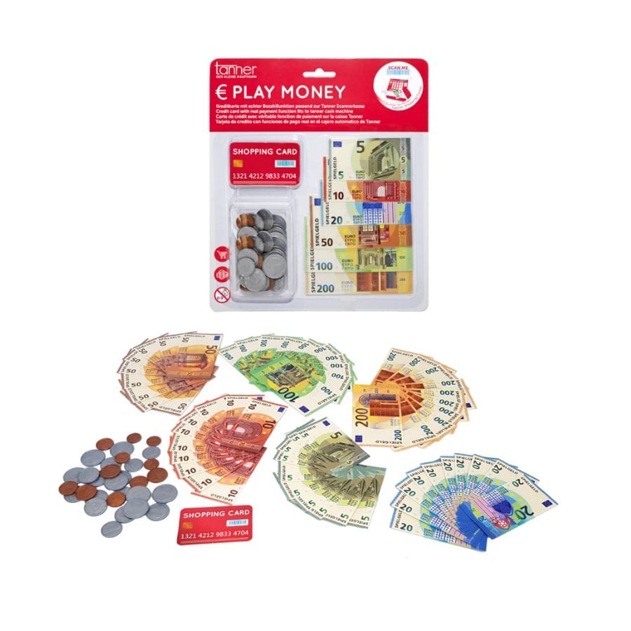 Tanner Berufespielzeug & Rollenspiele Tanner Euro Spielgeld-Set mit Shopping Card – 93-teilig für Kaufladen & Rollenspiel, ab 3 Jahre
