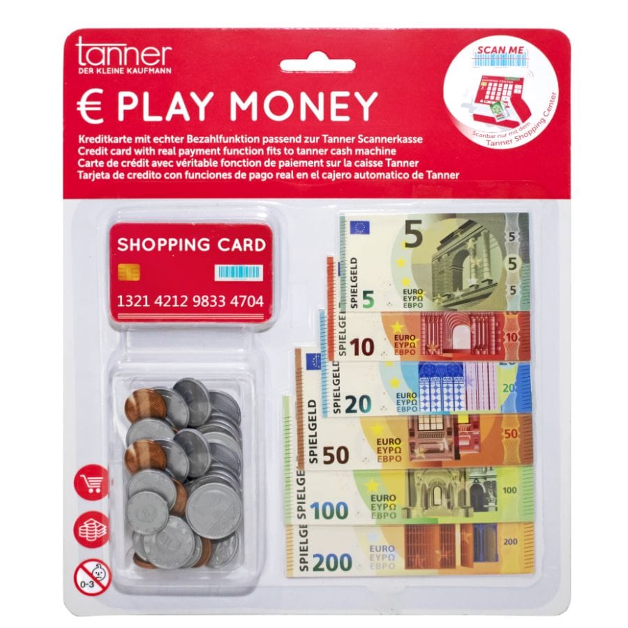 Tanner Berufespielzeug & Rollenspiele Tanner Euro Spielgeld-Set mit Shopping Card – 93-teilig für Kaufladen & Rollenspiel, ab 3 Jahre