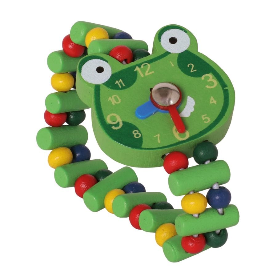 Bartl Kinderschmuck Frosch grün Bartl Holzuhr Holzarmbanduhr Tier – Lernuhr für Kinder ab 3 Jahren