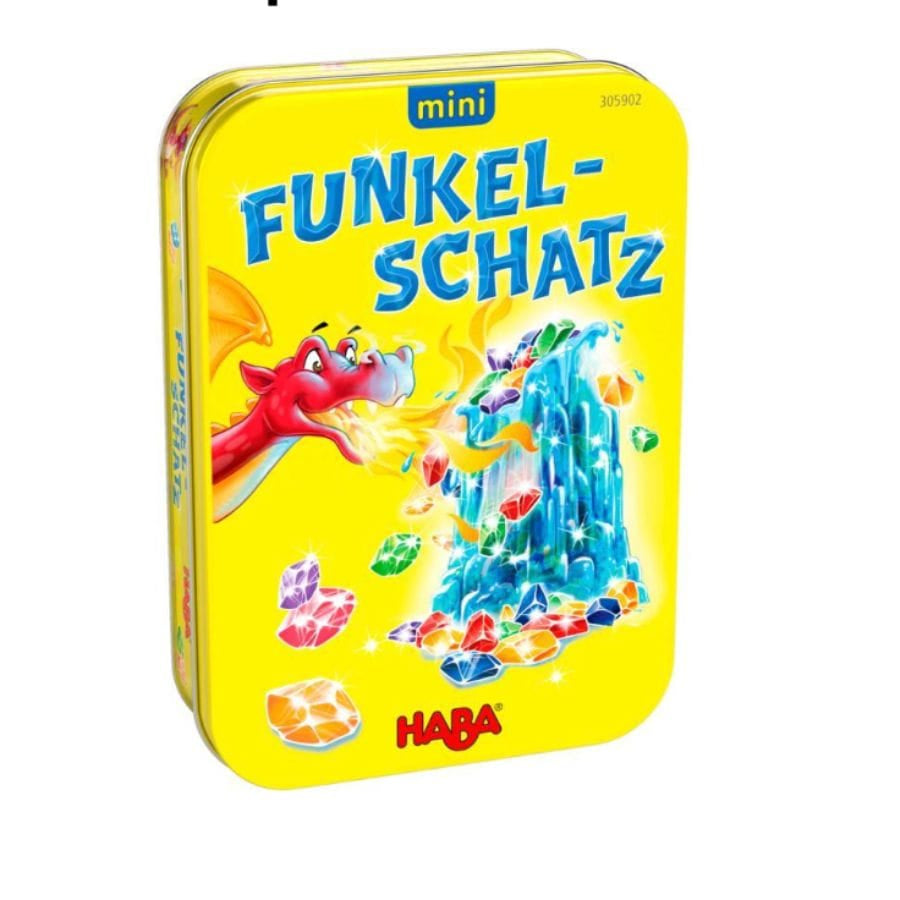 Haba Gesellschaftsspiel HABA Funkelschatz Mini – Kinderspiel ab 5 Jahren, Mini-Version des Spiels des Jahres 2018