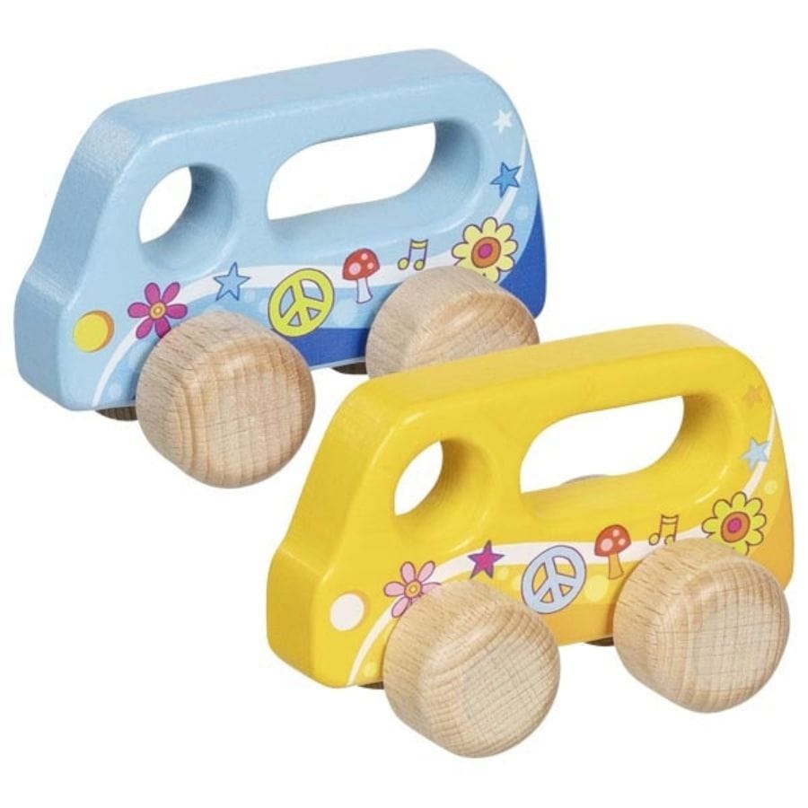 Goki Baby-Aktiv-Spielzeug Gelb goki Greiffahrzeug Van Ibiza – robustes Holzauto für Kleinkinder, Made in Germany