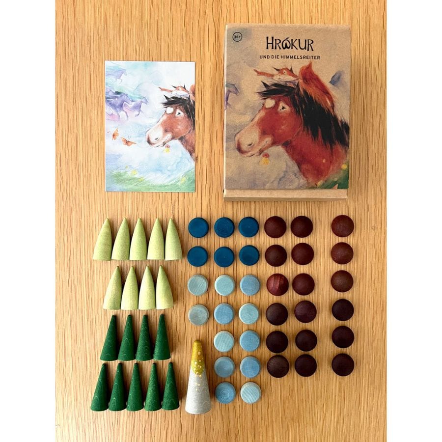 Ostheimer Bausteine & Bauspielzeug Hrókur Spielset – Grapat & Ostheimer – 55-teiliges Holzspielset zur Gestaltung einer isländischen Spiellandschaft