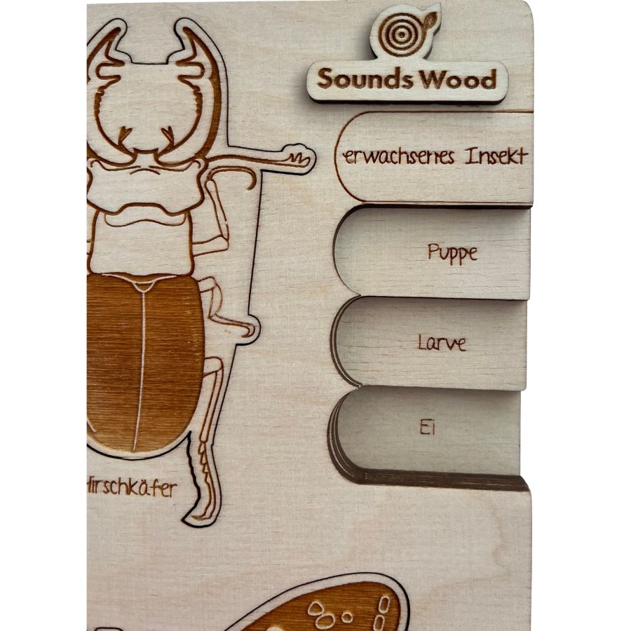 Sounds Wood Holzpuzzle „Bug’s Life“ – Insekten-Lebenszyklen, ab 5 Jahren