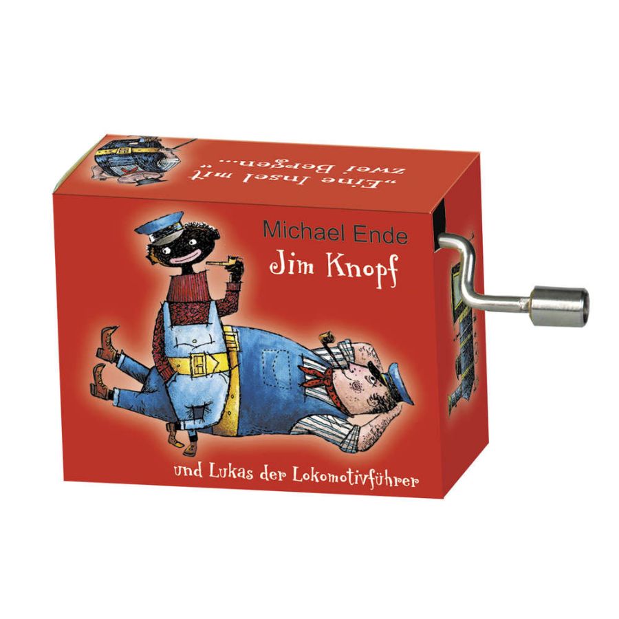 Kurbelspieldose, Spieluhr Lummerland-Lied, Jim Knopf, rot