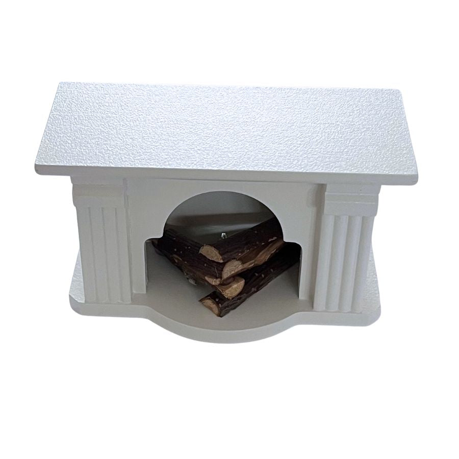 Kamin weiß mit Beleuchtung – Puppenhaus Zubehör, Kahlert, ab 3 Jahre