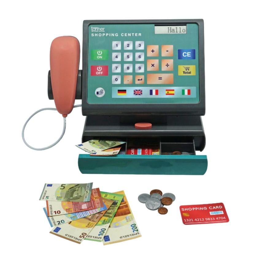 Tanner Kaufladenzubehör Tanner Kinder-Scannerkasse mit Scan- & Sprachfunktion – Spielkasse ab 3 Jahren für Kaufladen & Rollenspiele