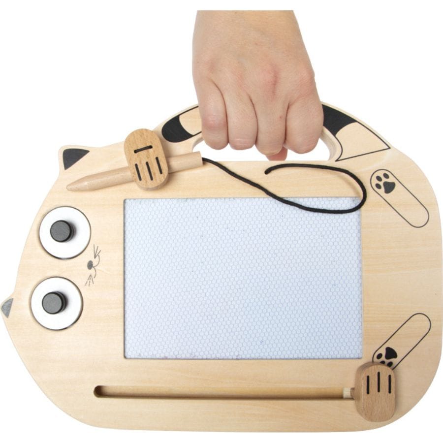 Legler Lernspielzeug small foot Magnetische Zaubertafel Katze – Kreatives Malspiel ab 2 Jahren