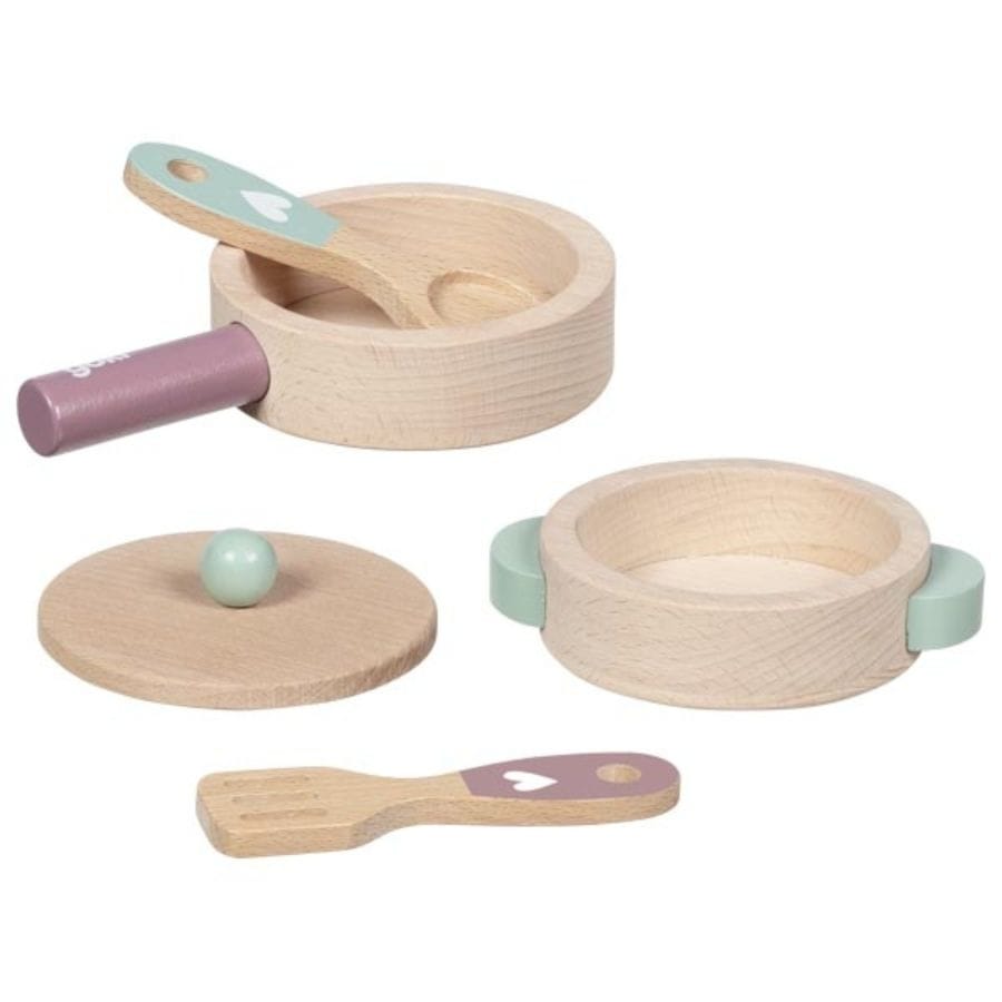 Goki Kinderküche Goki Kochset Küchenliebe aus Holz – 5-teilig, ab 2 Jahre