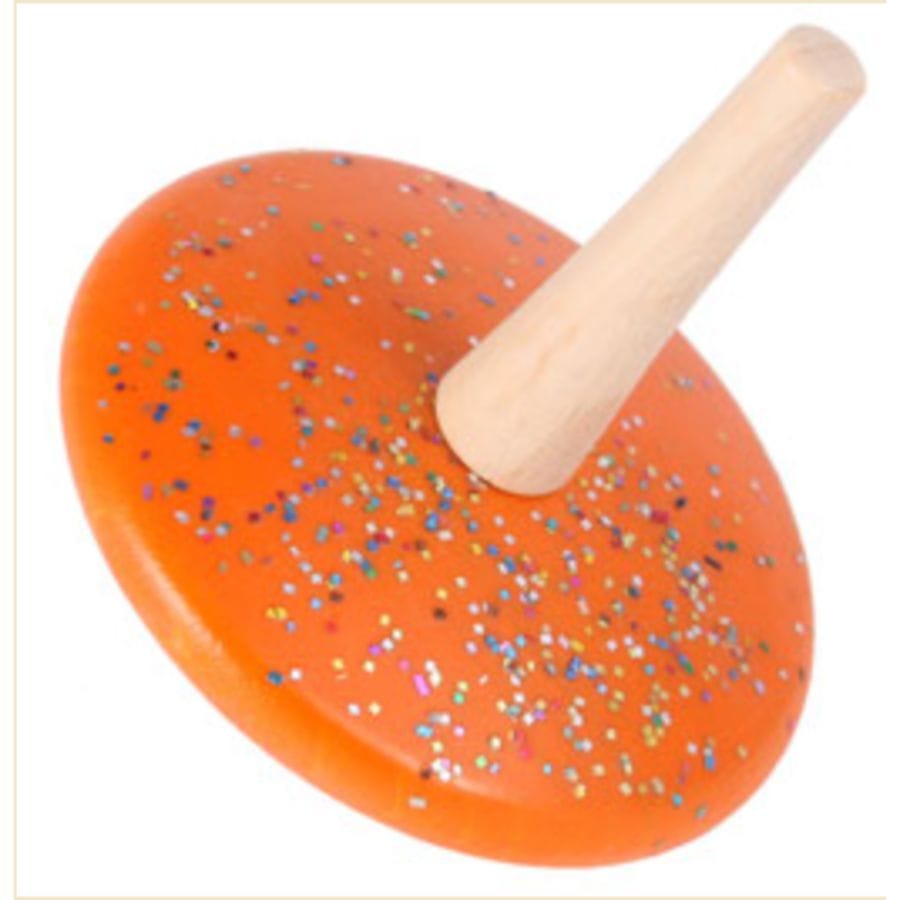 Beck Aktivspielzeug Orange Ostheimer Glitterkreisel – Glitzernder Holz-Kreisel, ab 3 Jahren