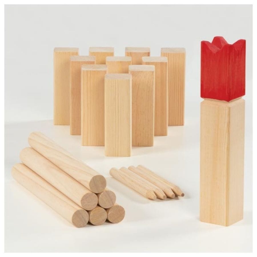 Goki Outdoor Goki Wikingerspiel KUBB aus Holz – Outdoor Wurfspiel inkl. Baumwollbeutel, ab 5 Jahre