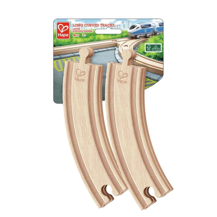 Hape Züge & Eisenbahnsets Hape Kurvenschienen Holz – 4er Set für Holzeisenbahn ab 3 Jahren