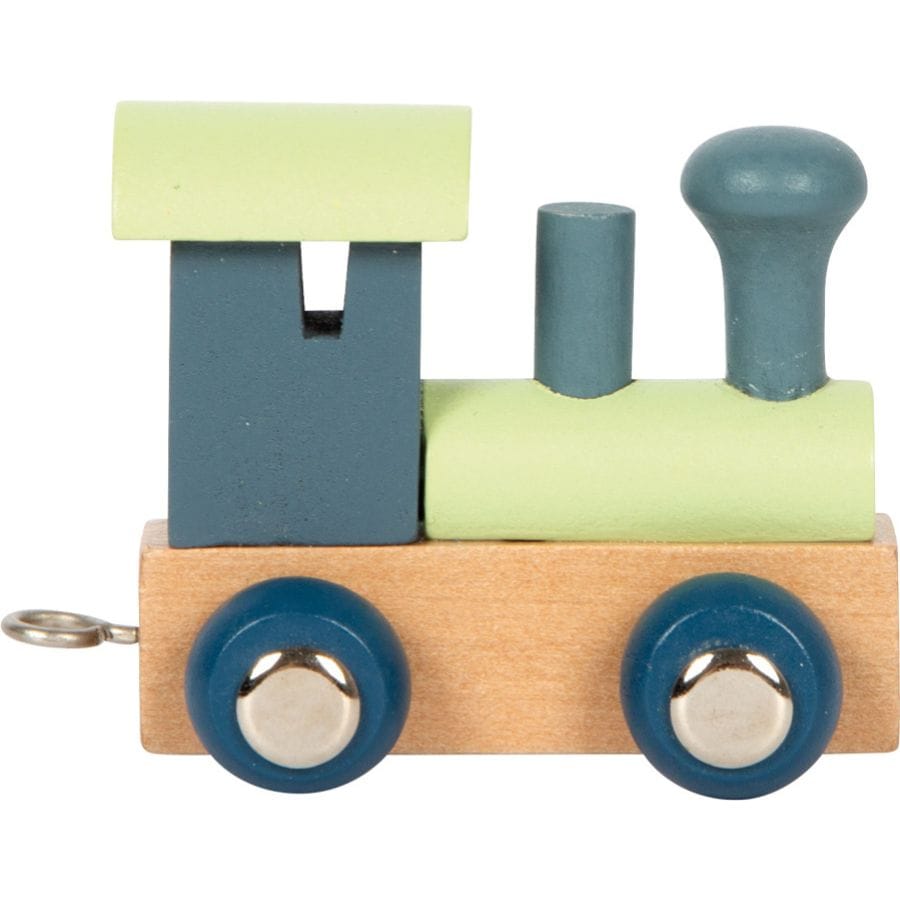 Legler Dekoration Lok blau/grün small foot Holz-Buchstabenzug „Polar“ – personalisiertes Geschenk ab 2 Jahre
