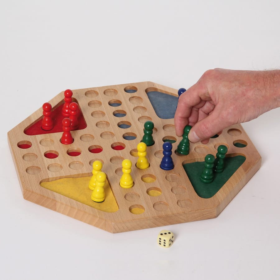 Bartl Gesellschaftsspiel Ludo Holzspiel mit großen Holzspielfiguren – Klassisches Brettspiel für die Familie, ab 6 Jahre