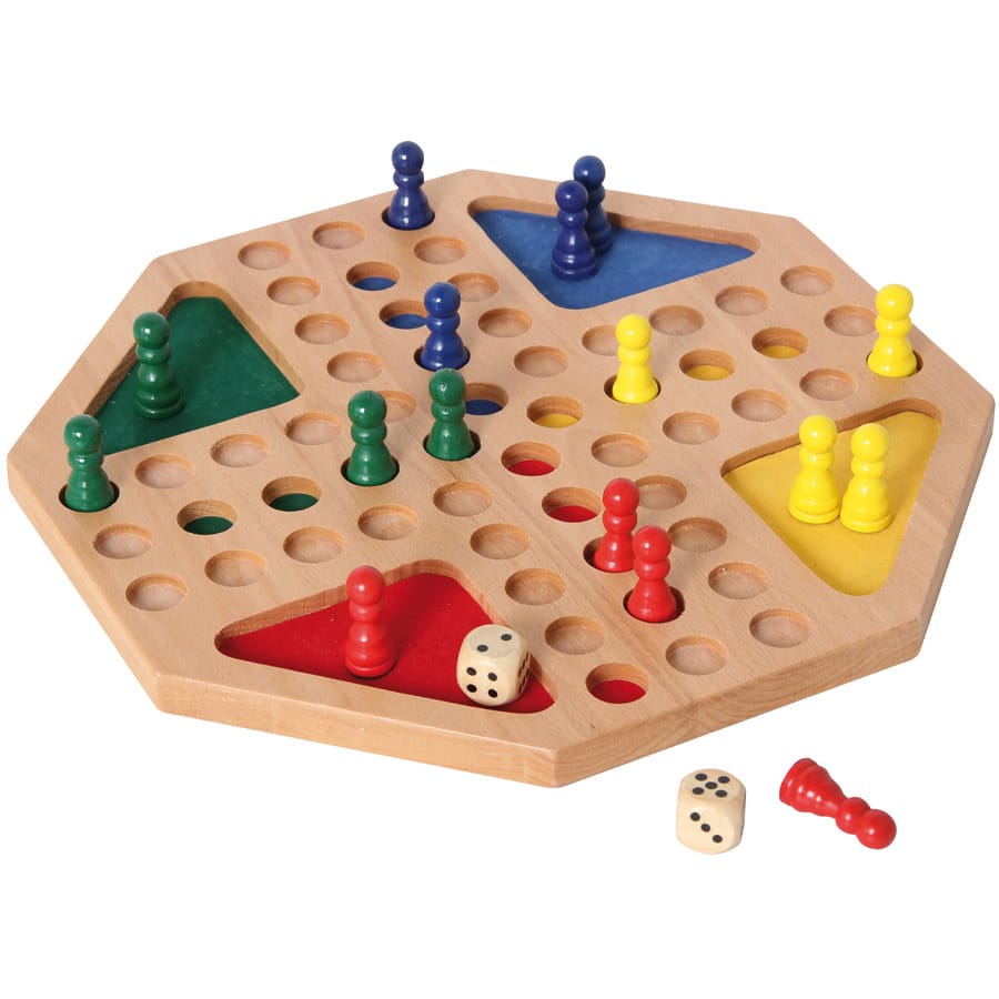 Bartl Gesellschaftsspiel Ludo Holzspiel mit großen Holzspielfiguren – Klassisches Brettspiel für die Familie, ab 6 Jahre