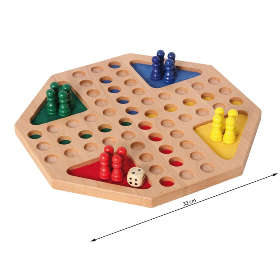 Bartl Gesellschaftsspiel Ludo Holzspiel mit großen Holzspielfiguren – Klassisches Brettspiel für die Familie, ab 6 Jahre