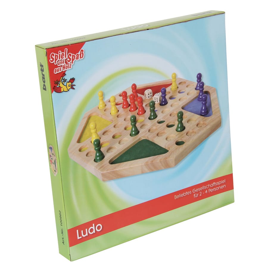 Bartl Gesellschaftsspiel Ludo Holzspiel mit großen Holzspielfiguren – Klassisches Brettspiel für die Familie, ab 6 Jahre