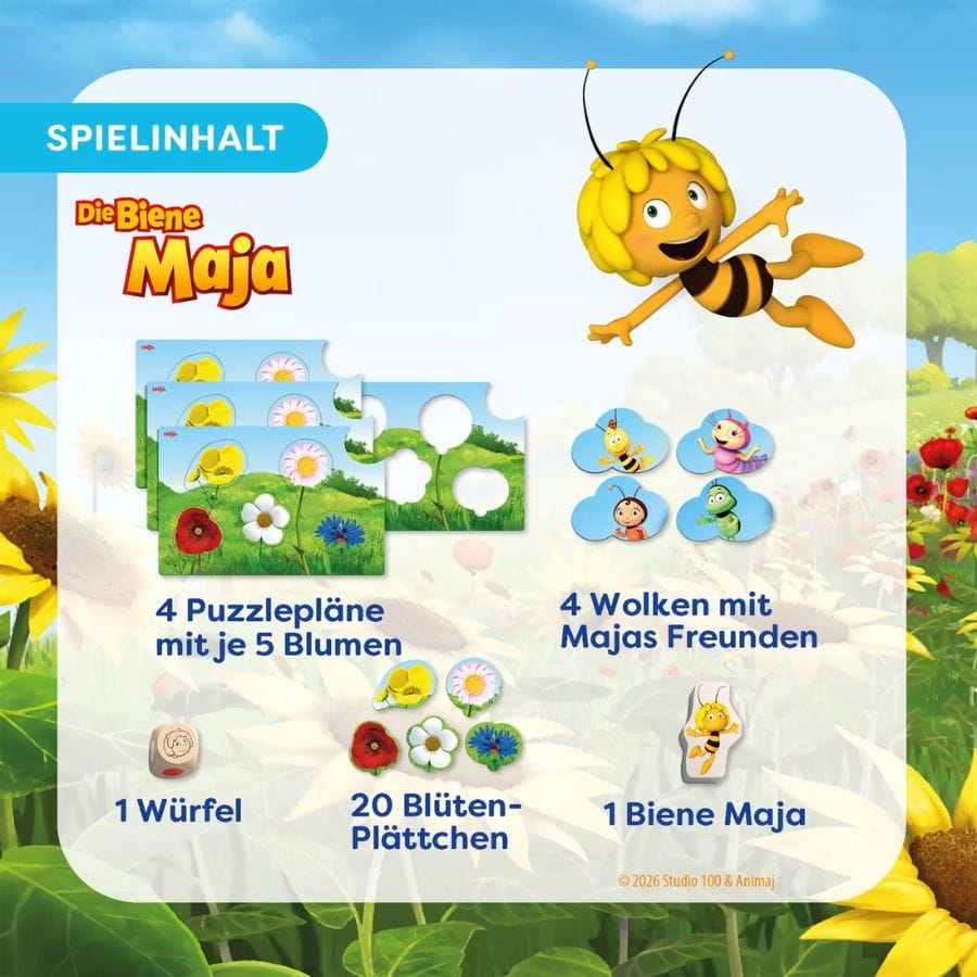 Haba Lernspielzeug HABA Meine ersten Spiele – Biene Maja Wiese – Farben- und Formen-Spiel ab 2 Jahren