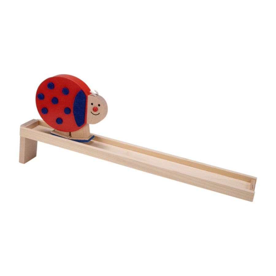 Gico Aktivspielzeug Gico Lustiges Lauftier Marienkäfer – Wackeltier aus Holz, Rampe 37 cm, ab 3 Jahren