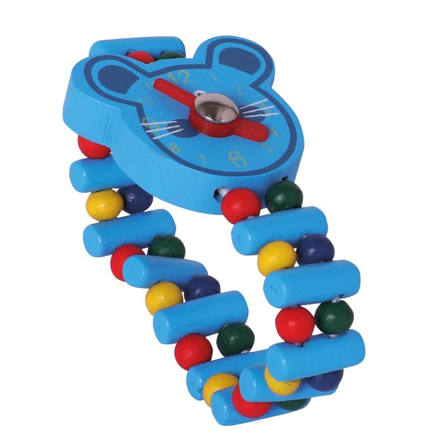 Bartl Kinderschmuck Maus blau Bartl Holzuhr Holzarmbanduhr Tier – Lernuhr für Kinder ab 3 Jahren