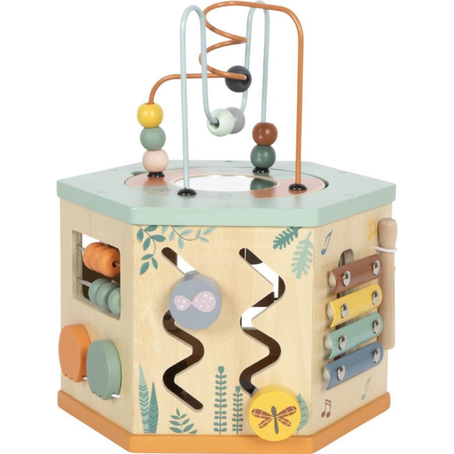 Legler Aktivspielzeug Small foot Motorikwürfel „Safari“ aus Holz – 7 Spielbereiche, ab 12 Monate
