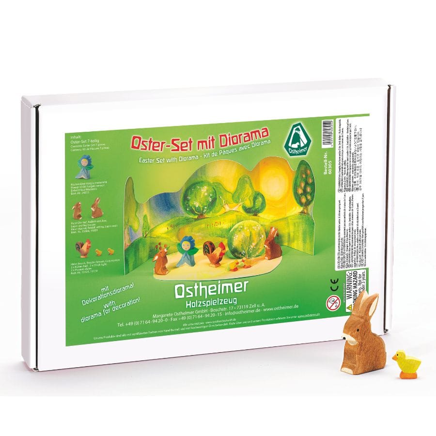 Ostheimer Action- & Spielzeugfiguren Ostheimer Osterset Diorama 7-teilig – handgefertigte Holzfiguren ab 3 Jahren