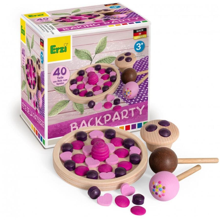 Erzi Spielzeuglebensmittel Erzi Backparty – Holzspielzeug Torte & Muffin Set ab 3 Jahre