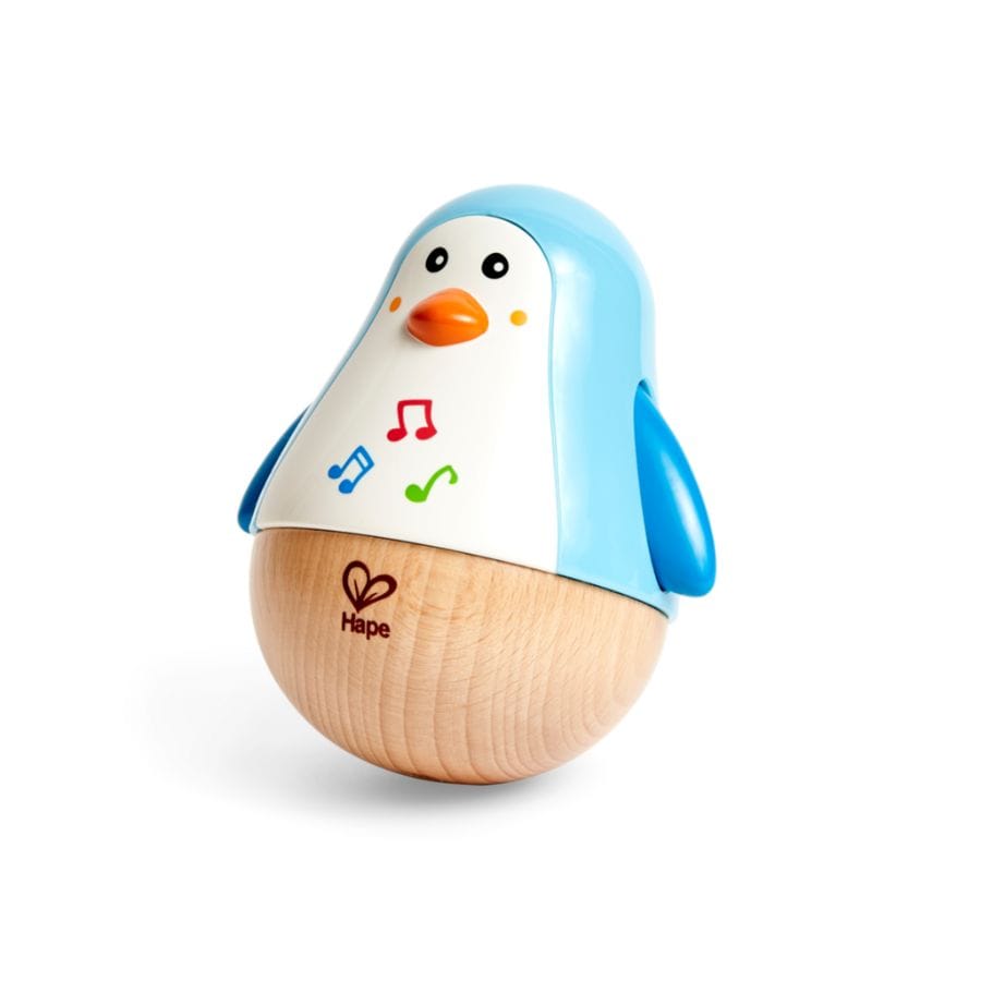 Toynamics Baby-Aktiv-Spielzeug Hape Stehauf-Pinguin mit Musik – ab 6 Monate