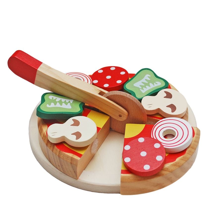 Tanner Kaufladenzubehör Tanner Holz-Pizza mit Belag, Pizzaschneider & Brett – ab 3 Jahre, Kaufladen & Kinderküche