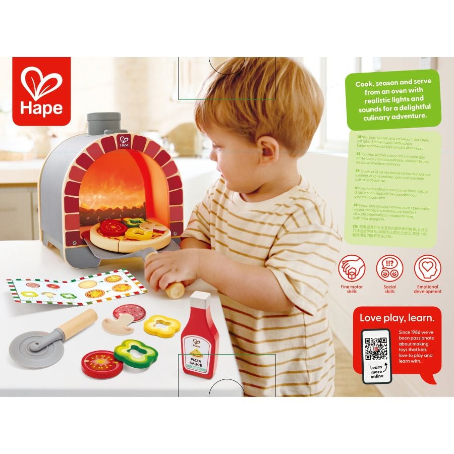 Toynamics Kinderküche Hape Magischer Pizzaofen – Spielset mit Licht- und Soundeffekten, ab 2 Jahren
