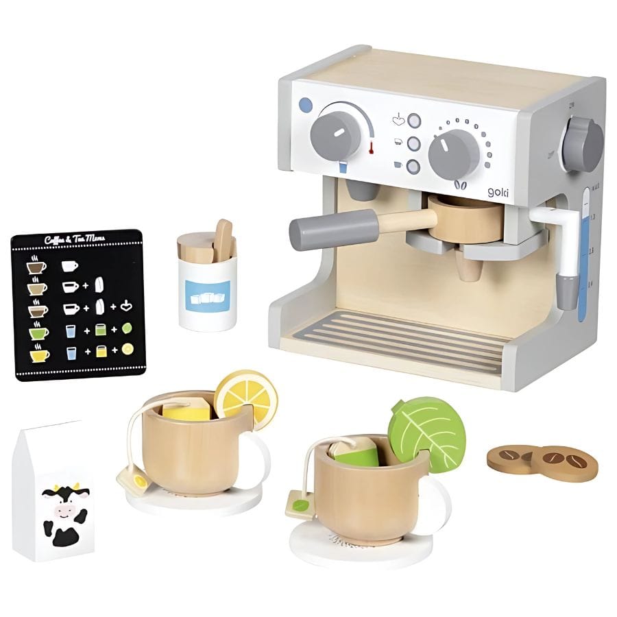 Goki Kinderküche Goki Kaffee- & Teestation aus Holz – 16-teilig, ab 3 Jahre