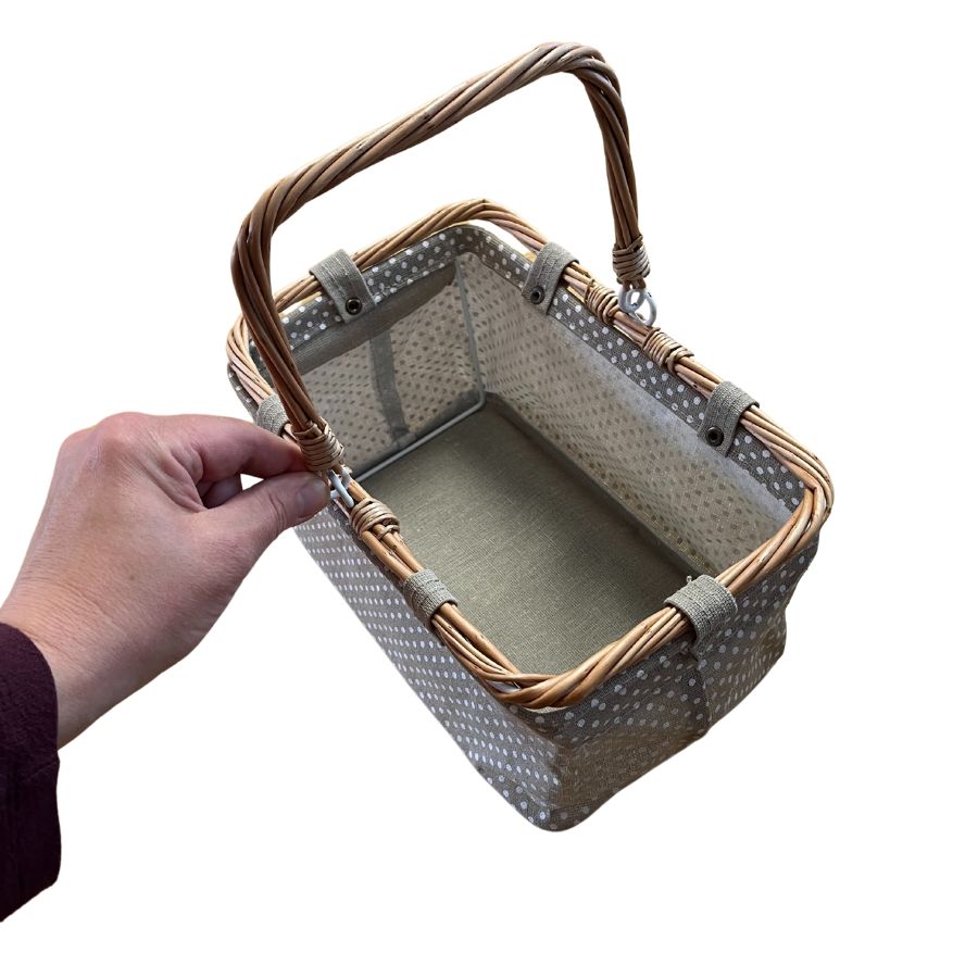 Tanner Kinder-Einkaufskorb beige gepunktet – Spielküche & Kaufladen ab 3 Jahre