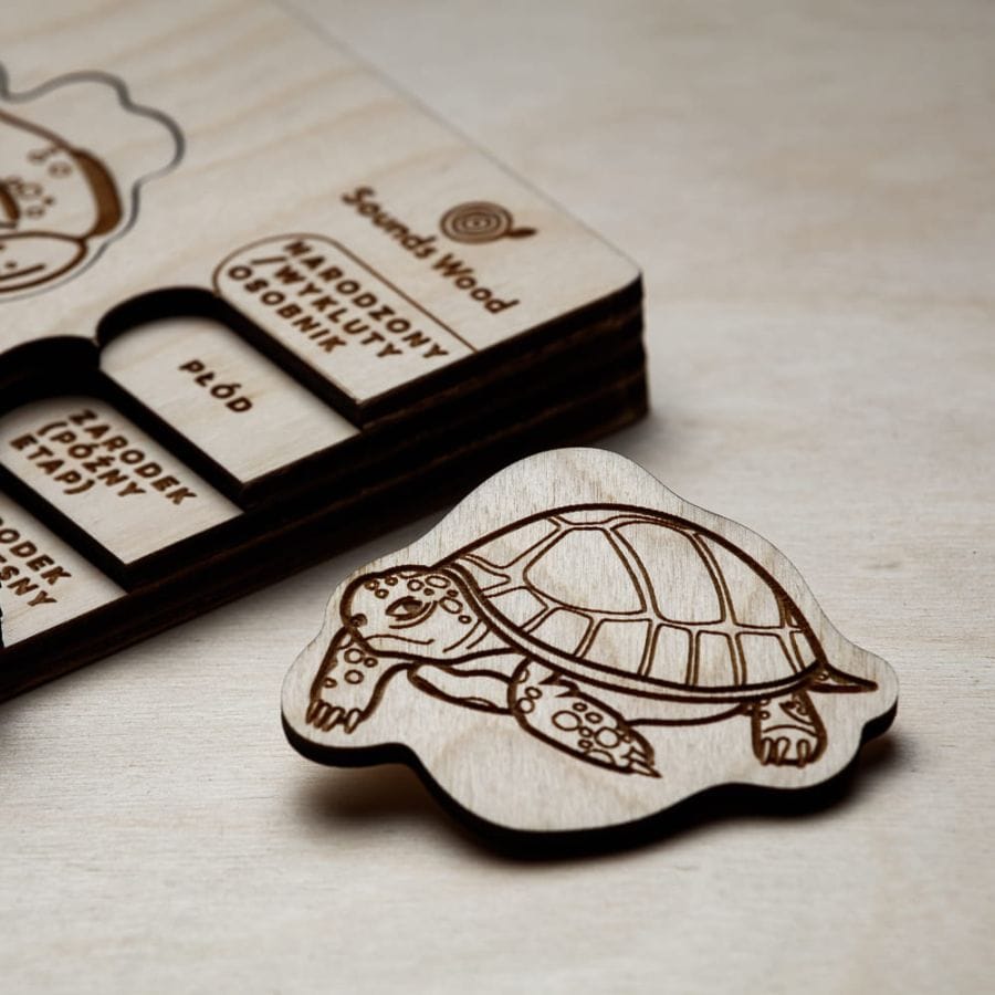 Stuka Puka Holzsteckpuzzle Sounds Wood Holzpuzzle „Wir sind eine Familie“ – Entwicklungsstadien Mensch & Tiere ab 5 Jahren