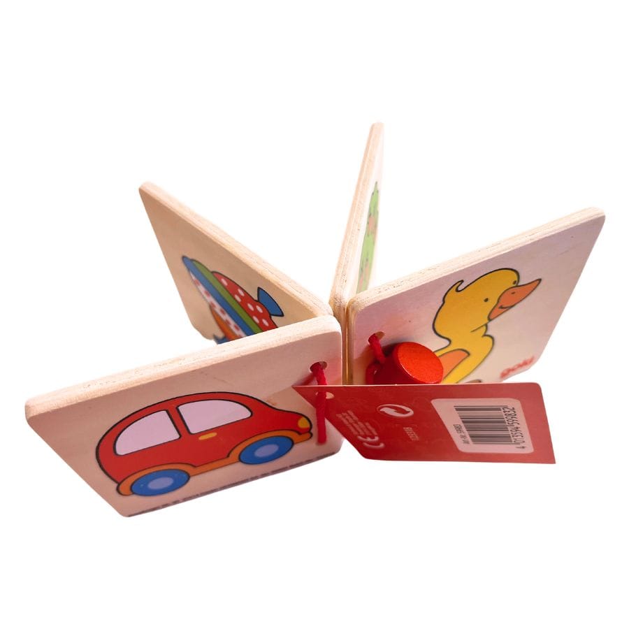 Goki babyspielzeug Ente Goki Holz-Bilderbuch Lok, Löwe, Ente, erste Geschichten ab 1 Jahr