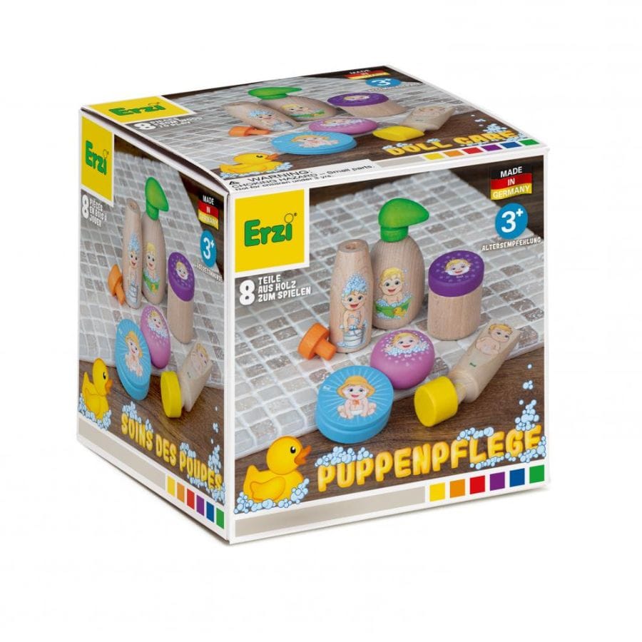 Erzi Puppen und Zubehör Erzi Puppenpflege-Set aus Holz – Kaufladen & Spielküche Zubehör, ab 3 Jahre